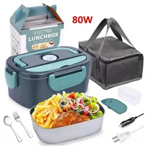 Lonchera Eléctrica Aluminio Portátil Calentar Comida 220V 80W Azul Petróleo