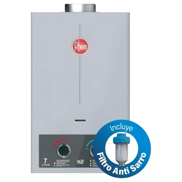Calefont 7 Litros Gas Licuado Tiro Natural Rheem con Filtro