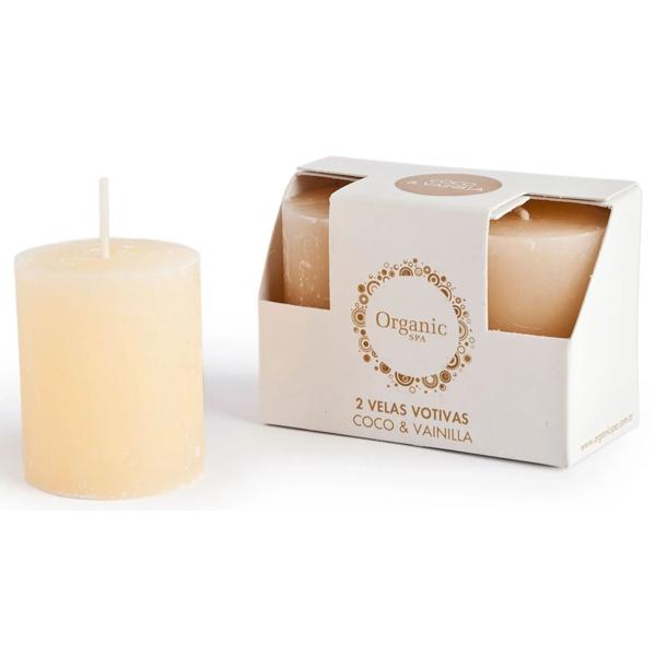 Vela coco/vainilla Votiva 2 unidades Organic Spa
