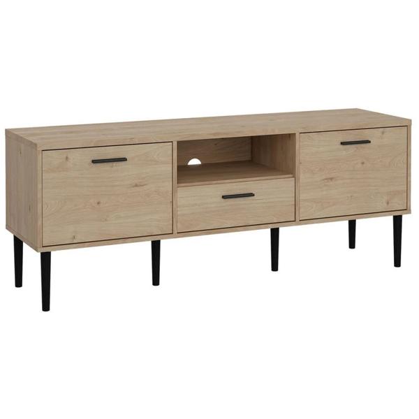 Mesa TV 65" TV Roble/Negro 147.2x55.6x39.8 cm