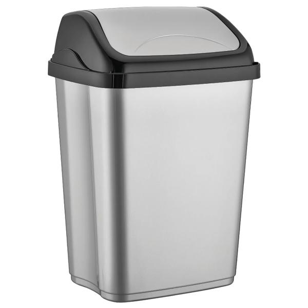 Basurero tapa vaivén plateado 5 lt