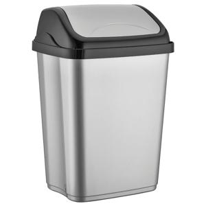Basurero tapa vaivén plateado 5 lt