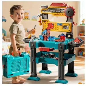 Set Juego Banco de Herramientas 2 en 1 Juguete Niños 154 Piezas