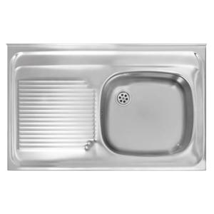 Lavaplatos Sobreponer 1 Cubeta 80x14x50 cm Acero inoxidable