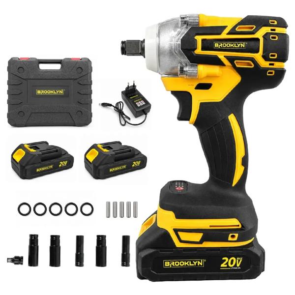 Llave de Impacto Inalámbrica Brooklyn 320Nm 20V Profesional + 2 Baterías