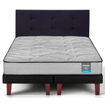 Cama Europea Flex 2 Plazas Dream Dual Box B/D + Respaldo Royal Negro