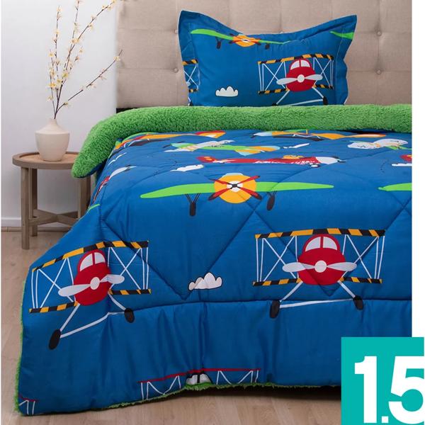 Plumón estampado Kids senses avionetas 1.5 plazas
