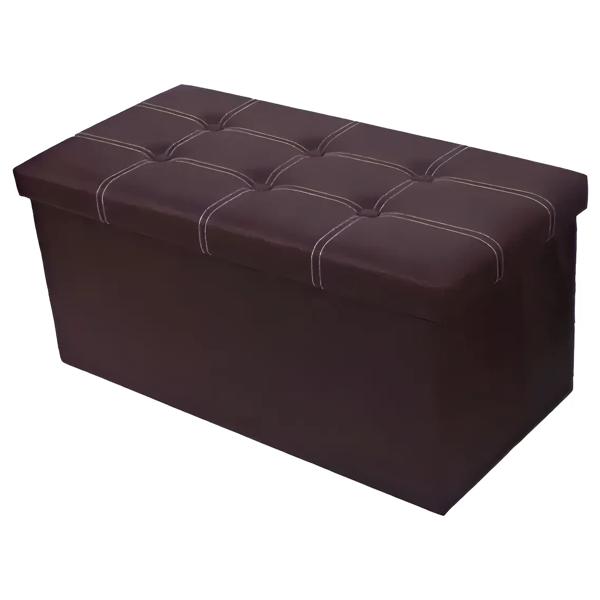 Banqueta Baúl EOLAND Organizador Plegable de Cuero Sintético Marrón