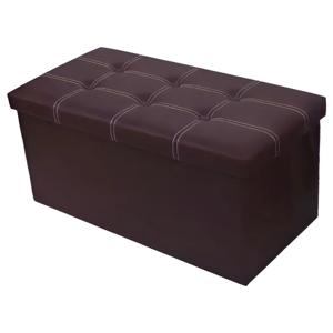 Banqueta Baúl EOLAND Organizador Plegable de Cuero Sintético Marrón