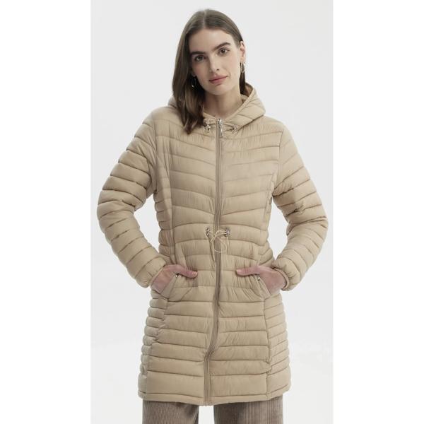 Parka Mujer Larga Básica Beige