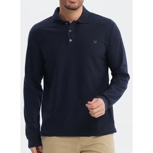 Polera Hombre Lisa Bordada con Botones Azul Marino
