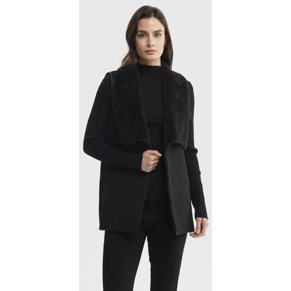Polar Mujer Corto Antelina Solapa Ancha Negro
