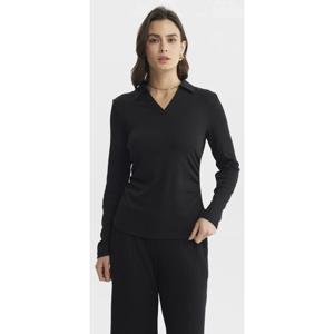 Polera Mujer Cuello Camisero Negro