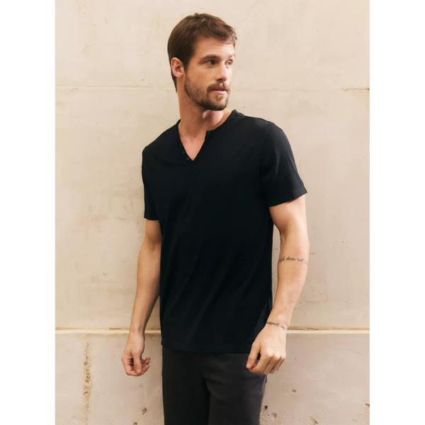 Polera Henley Algodón Cuello V