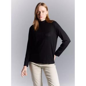 Polera Cuello Alto Tejido Acanalado Manga Larga