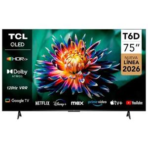 Smart TV QLED 75" TCL 4K Google TV 75T6D