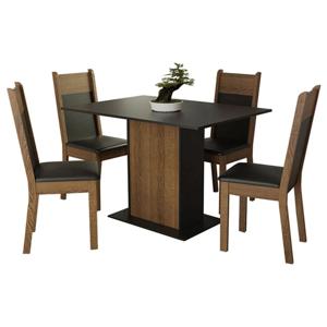 Juegos comedor 4 sillas Elia Nelly negro/café 78x104x68 cm