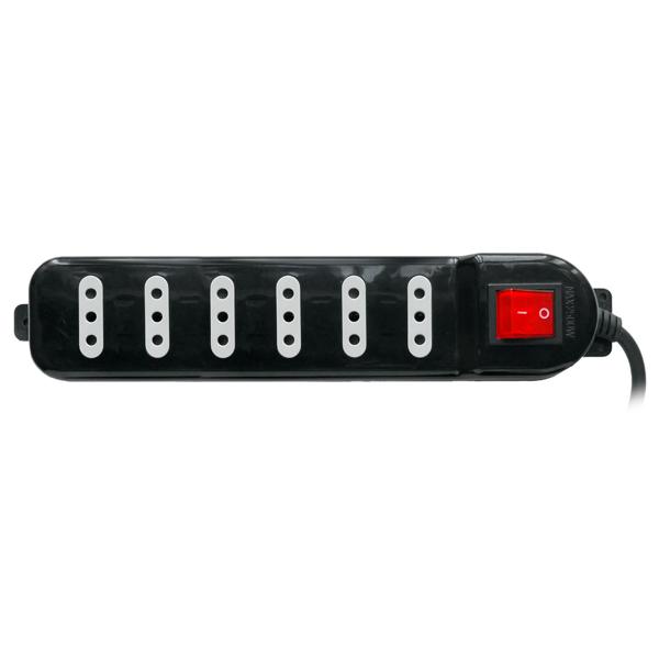 Alargador múltiple 6 posiciones 5 m 10A 250V negro