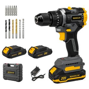 Taladro Inalámbrico Percutor Brooklyn Brushless 20V + 2 Baterías y Acc