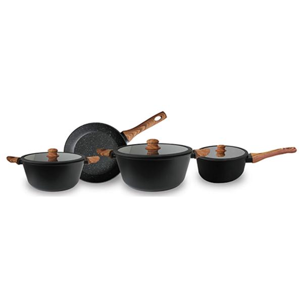 Batería cocina 7 piezas Granite line negro Keep