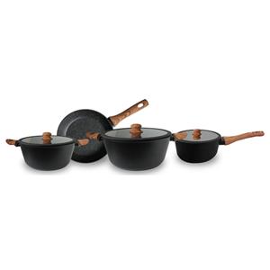 Batería cocina 7 piezas Granite line negro Keep