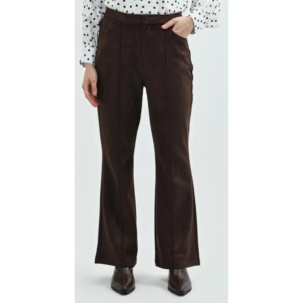 Pantalón Mujer Leve Flare Café Oscuro