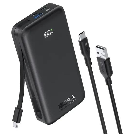 1Hora Batería Externa BAT201 Power Bank 20000mAh Carga Rápida 22.5W Negro con Pantalla LED