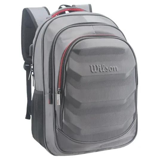 Mochila Porta Notebook Wilson Reforzada USB Urbana Ejecutiva Deportes Gym Gris