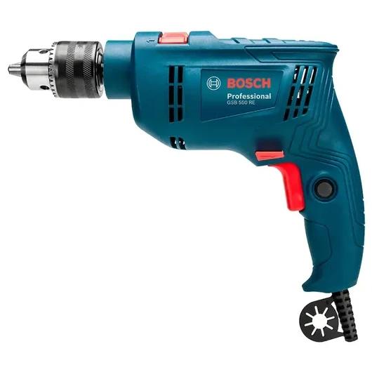 Taladro Percutor Bosch GSB 550 RE 550W con 3 Brocas Azul