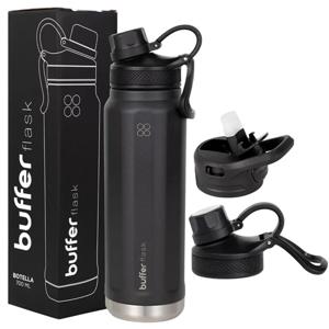 Botella Agua Térmica Buffer Paine 700ml + 2 Tapas Negra