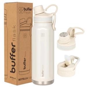 Botella Agua Térmica Buffer Paine 1Lt + 2 Tapas Ivory