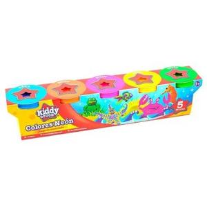 Paquete de 5 potes de 4 oz Colores Neón (112 grms) de masa Kiddy Dough