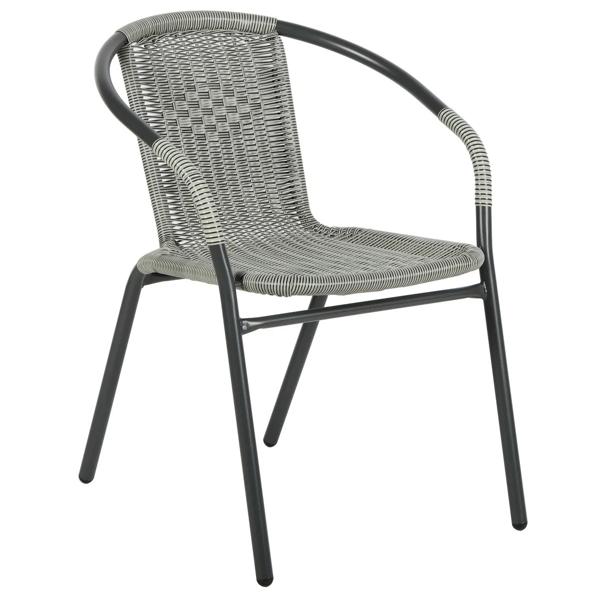 Silla de Terraza Metal y Ratán Gris 73x54x61 cm