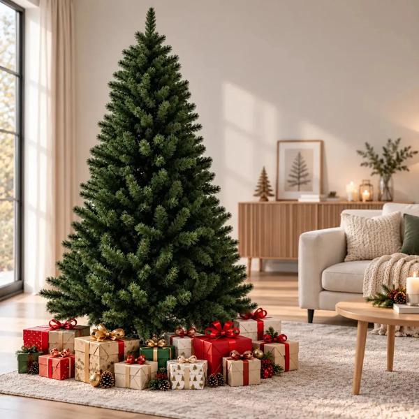 Árbol de Navidad 1.8m 1000 Ramas Frondoso Tupido PVC Premium Fácil Armado